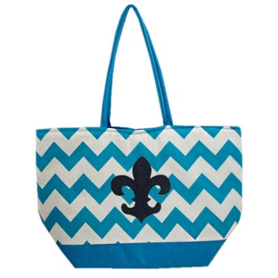 SW180593-AQUA/WHITE CHEVRON DESIGN INSULATED  BAG W/FDL